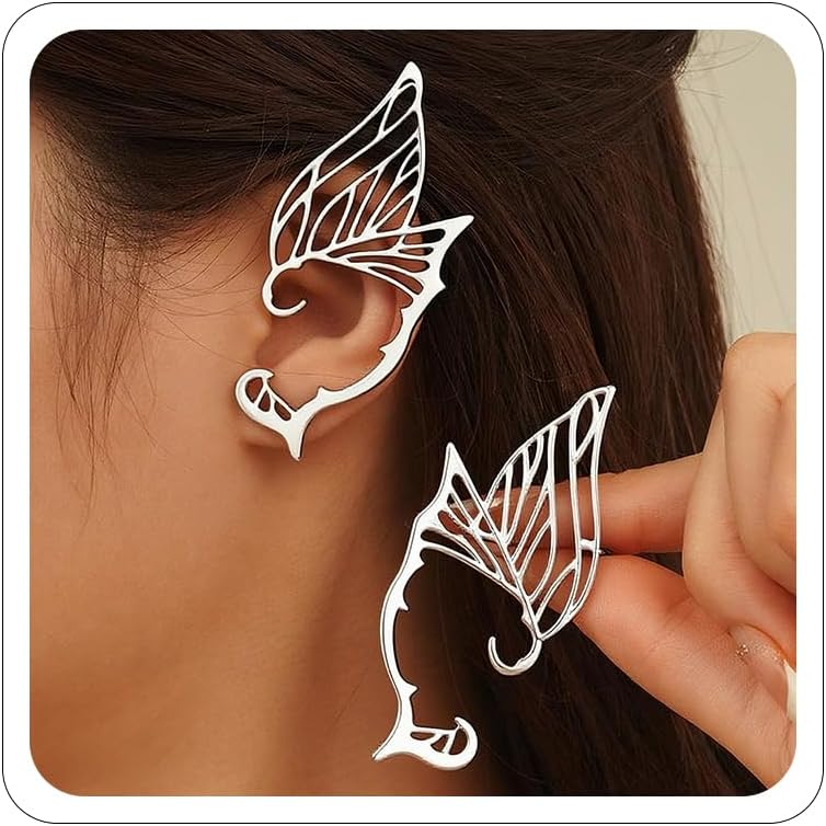 CSIYANJRY99 Elf Ear Cuffs for Women Butterfly Earrings Fairy Ears Goth Punk Ear Cuffs Halloween Accessorie Gothic Punk Jewelry Wrap Droping Earrings - Image 1